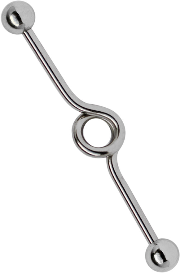 Bild von Industrial Piercing Stahl 316L Stab mit flacher Spirale, Ohrpiercing