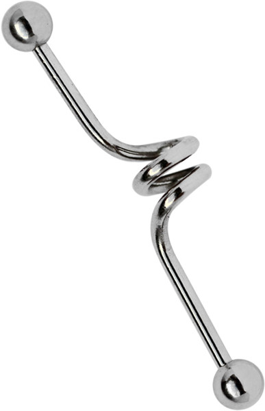Bild von Industrial Piercing Stahl 316L Stab mit Spirale, Piercing Barbel