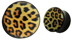 Bild von Ohrpiercing Schmuck Acryl Plug schwarz mit Leoparden Muster