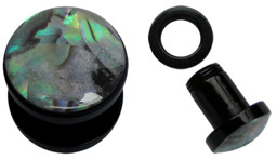 Bild von Ohr Piercing Schmuck Acryl Plug schwarz mit Hologramm in 4-16 mm