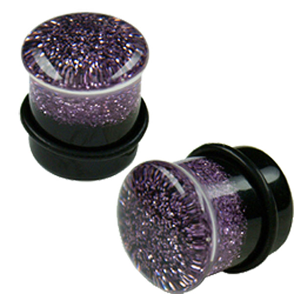 Bild von UV Piercing Glitzer Plug mit Gummi Ring in 4-16 mm Ø