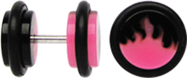 Bild von Acryl Ohr Piercing Schmuck Fake Plug, Flamme + Stab in 1,2 mm