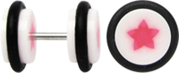 Bild von Acryl Ohr Piercing Schmuck Fake Plug, Stern + Stab in 1,2 mm