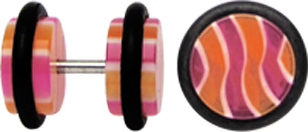 Bild von Acryl Ohr Piercing Schmuck Fake Plug, Wellen + Stab in 1,2 mm