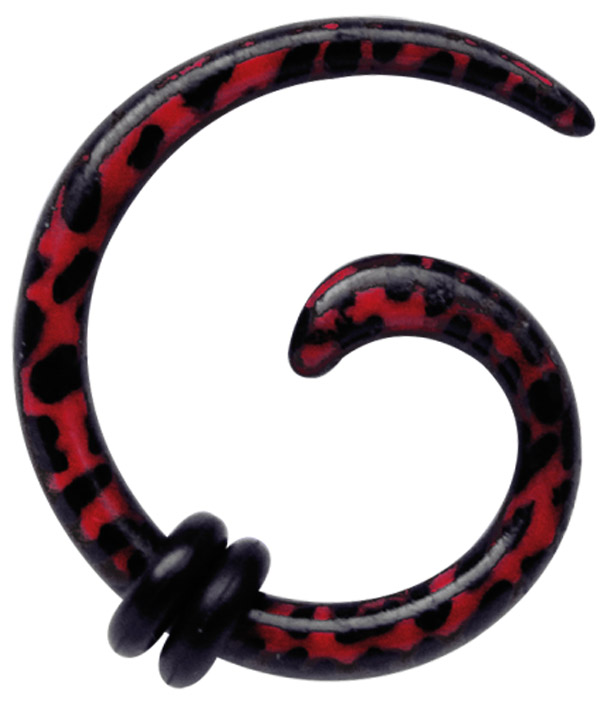 Bild von Ohrpiercing Schmuck Dehn Spirale aus Acryl in 3 mm, rot getigert