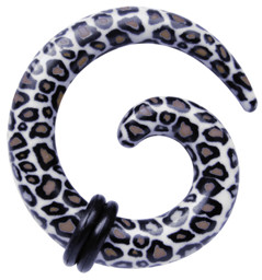 Bild von Ohr Piercing Dehn Spirale aus Acryl, 3-6 mm, schwarz-braun gefleckt