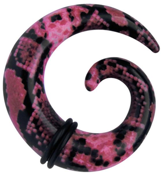 Bild von Ohrpiercing Dehn Spirale aus Acryl, 5-10 mm, Schlange in pink