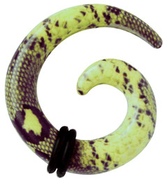 Bild von Ohr Piercing Dehn Spirale aus Acryl, 4-6 mm, Schlange in gelb-lila