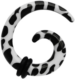 Bild von Ohr Piercing Schmuck Dehn Spirale aus Acryl, schwarz gefleckt
