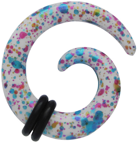 Bild von Ohrpiercing Schmuck Dehn Spirale aus Acryl mit bunten Farbklecksen