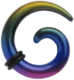 Bild von Ohr Piercing Dehn Spirale aus Acryl, blau verlaufend