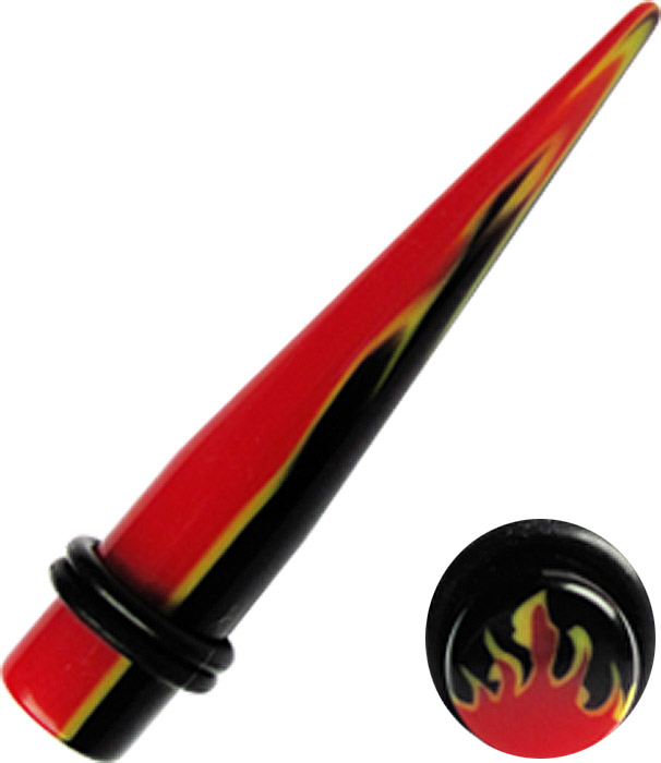 Bild von Ohr Piercing Dehn Spitze aus Acryl von 3 bis 10 mm Ø, Flamme