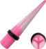 Bild von Dehn Piercing Spitze aus Acryl + Peacezeichen in rosa