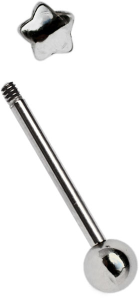 Bild von Piercing Stab Stahl mit Stern 5 mm, Zungenpiercing, Helix Piercing