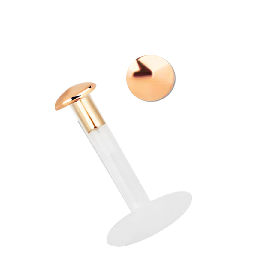 Bild von Teflon Labret Stecksystem 1,2 mm mit 2 mm Platte 14kt. Rosegold