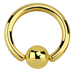 Bild von BCR Piercing Ring mit Klemmkugel aus 316l Stahl PVD Gold in 3,0 mm