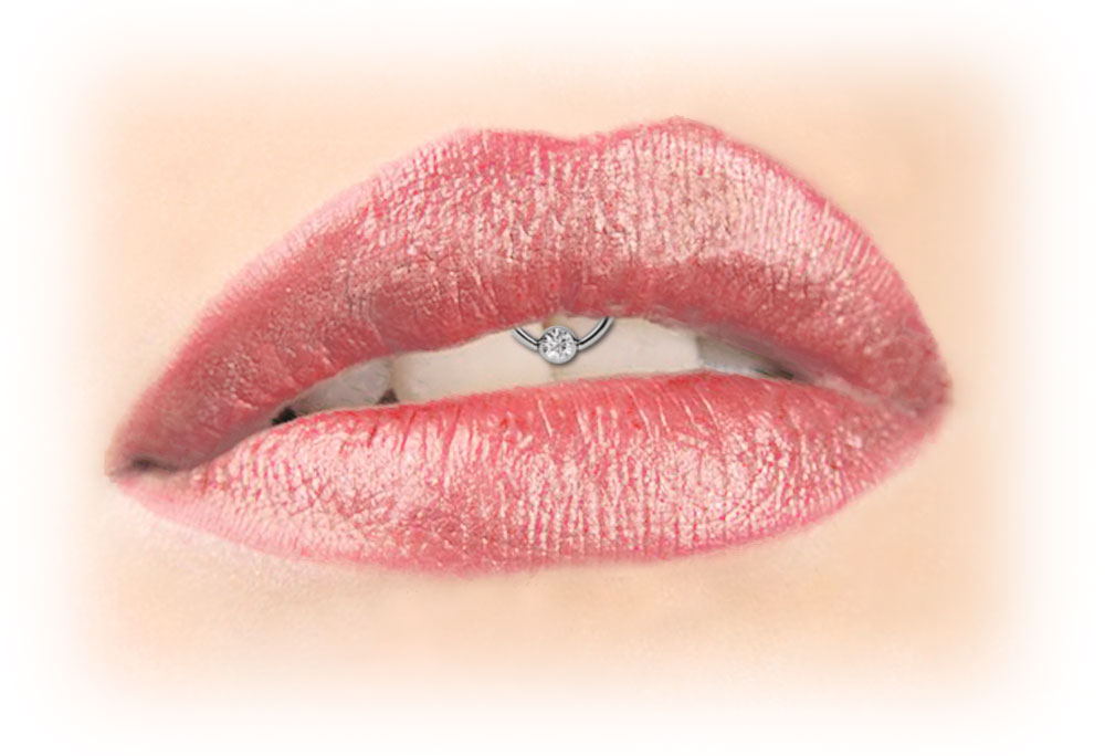 Lippenbändchen Piercing Set Stahl Ring mit 3 mm Stein